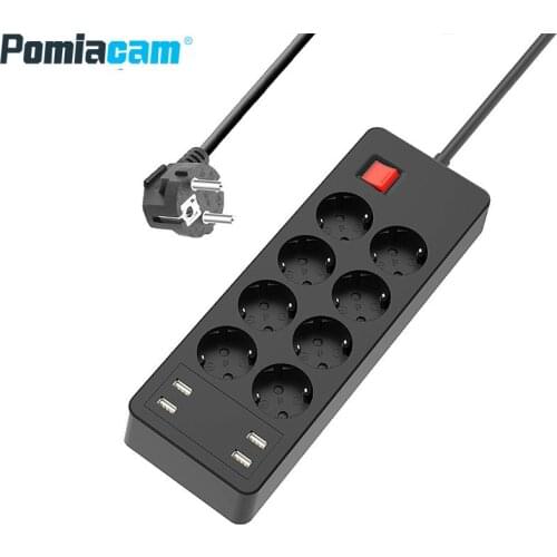 European standard power strips sockets multi-port charging power strips Smart Power 8 EU Outlets Plug with 4 USB Charging Port