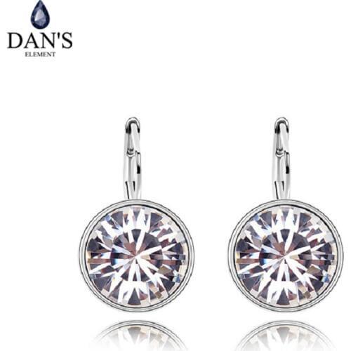 DANS ELEMENT Real Austrian Crystals Fashion Waterdrop Stud earrings for women New 91645