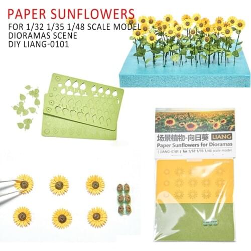 LIANG-0101 Paper Sunflowers for 1/32 1/35 1/48 Scale Model Dioramas Scene DIY