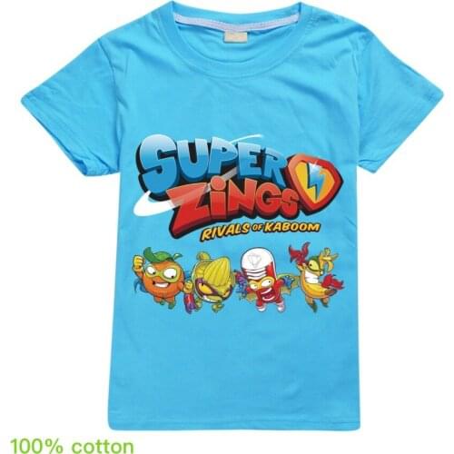 100% Cotton Super Zings Children T-shirt for Boy Superzings Boys T Shirt Girls Tops Cartoon Kids Tshirt Clothes 1-16 Yrs