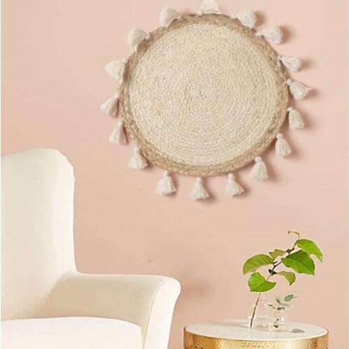 Round Woven Macrame Tapestries Bohemian Tassel Tapestry Hanging Wall Basket Apartment Living Room Bedroom Home Decor Photo Props