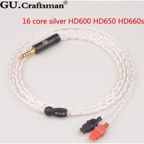 GUCraftsman 2.5/4.4mm Balance 16 core silver 4Pin XLR hd600 hd650 hd660s Earphone Headphone cables