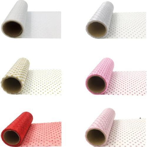 HAOCHU 15 Wide Colorful Wedding Organza Fabric Glitter Dots Tulle Roll Spool for Girls Tutu Dress Chair Sashes Party Decor