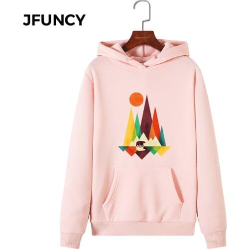 JFUNCY 2020 New Print Women Hoodie Long Sleeve Autumn Pullover Female Hooded Sweatshirt Woman Casual Hoodies Sportwear