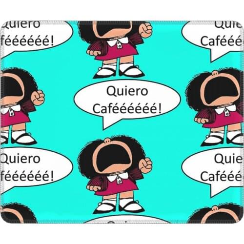 Mafalda Coffee Cartoon Humor Mouse Pad with Locking Edge Soft Mat Rubber Gamer Computer Laptop Pad
