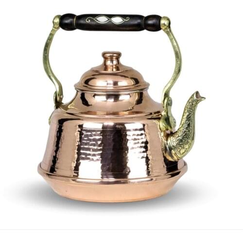 Morya Copper Turkish Tea Pots Set 1teapot Warmer Coffee Teaware Kettle Infuser Vintage Kitchen Decor Handmade 1.3 Lt
