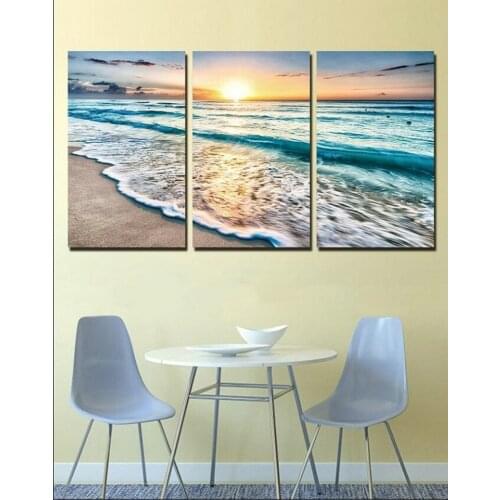 MHD Sunset scenery 5d diy diamond painting cross stitch kit full square triptych home decoration