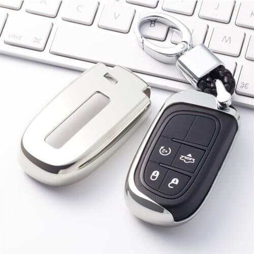 Soft TPU Car Key Cover Fob Case Shell For Dodge Journey Charger Dakota Challenger Caravan Caliber Hand-woven Keychain Keyring