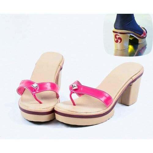 New Game Genshin Impact Shogun Raiden Baal Cosplay Shoes Pink Slipper Diamond rivet decoration
