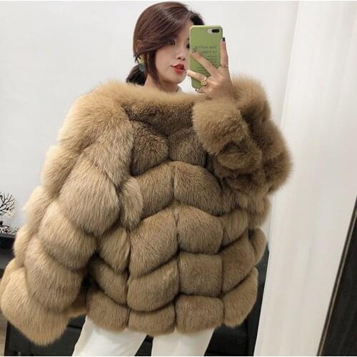 2021 New Arrival High-end Real Fur Coat Genuine Puffy Fur Jacket Women Coat Winter Thick Fur Pink Fox Fur Coat
