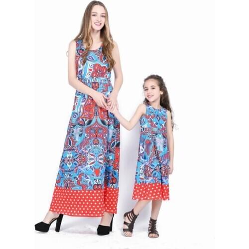 Mommy And Me Floral Clothes Family Couple Matching Clothes Baby Girls Summer Sleeve Dress Mother And Daughter Clothes