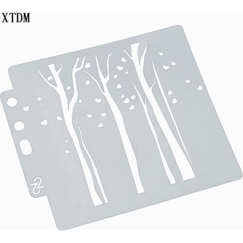 Small tree plastic mold shield DIY cake scrapbook stencils hollow Embellishments printing lace ruler Valentines Day
