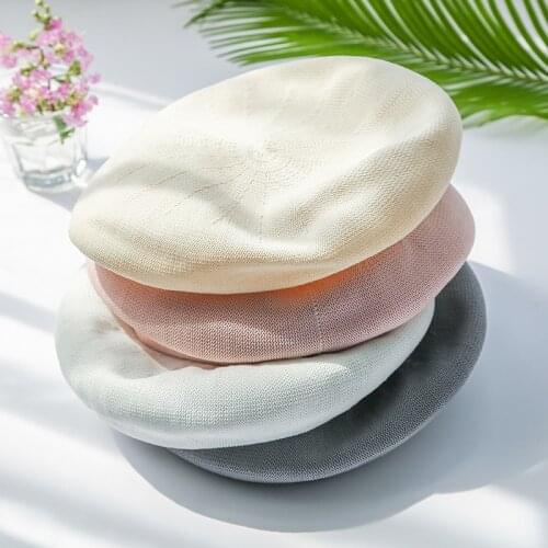 Harajuku Casual Linen Beret Hat Spring Autumn Retro Nurses Hats For Women Ladies Elegant Beanie Hat Breathable Girls Beret Caps