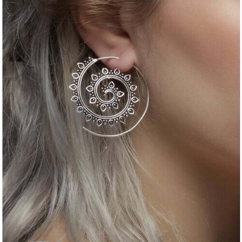 1Pair Stainless Steel Indian Spiral Lotus Flower Surya Leaf Heart Earrings Hoop Piercing Ear Tunnel Plug Piercing Body Jewelry