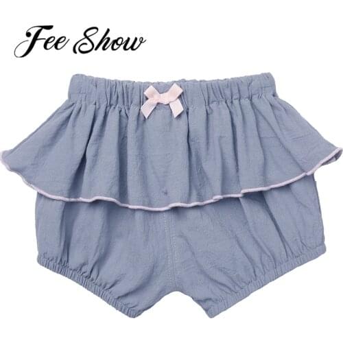 Baby Girls Shorts Summer Toddler Kids Pants Infant Cotton Bloomers Newborn Ruffle Trim Elastic Waist Shorts PP Pants Bottoms