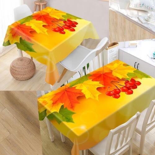 Maple Leaves Custom Table Cloth Oxford Print Rectangular Waterproof Oilproof Table Cover Square Wedding Tablecloth