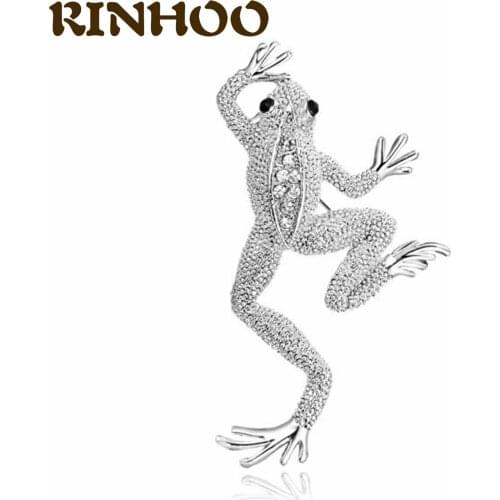 Rhinestone Cute Frog Enamel Pin Cartoon Green Animal Brooches for Women Men Clothes Lapel Pin Funny Badge Jewelry Gift Wholesale