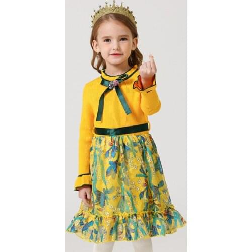 Flower Baby Girls Christmas Autumn Winter Warm Sweaters Dress Kids Wedding Gown Princess Party Dresses 3-9Yrs Baby Girl Clothes
