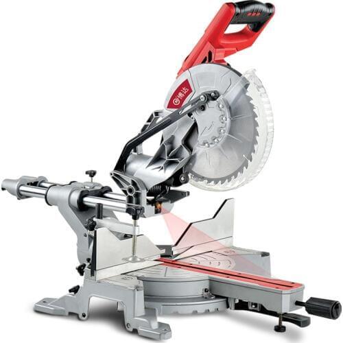 High Power Miter Saw 10 Inches Multifunction Push Rod Wood Cutting Machine Laser Positioning Electrical Tools Trolley Saw