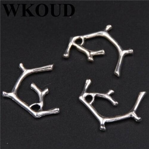 WKOUD 30pcs Ancient silver solitary branches series necklaces earrings bracelets alloy pendants DIY accessories made of charm