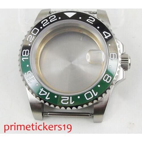 Green black ceramic bezel 40mm sapphire glass watch case 316L stainless steel fit Miyota 8215 ETA 2836 movement