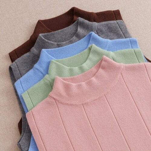 2021 New Half High Collar Tank Tops y2k Female Summer Fashion Solid Women Knitted Tops Slim Sexy Female Sleveless Tshirt Vest