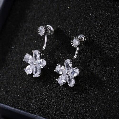 2021 New Fashion jewelry 925 silver Cute hypoallergenic short Earrings Female Crystal from Swarovskis Woman Christmas gift