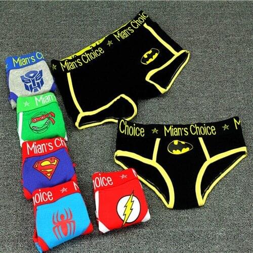 Cartoon panties Super Heroes cosplay ladies cotton large size wide - brim letters boxer briefs