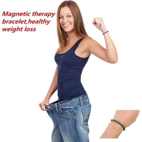 1PCS Weight Loss Natural Stone Hematite Magnetic Bracelet Black Beads Therapy Health Care Stretch Bracelet & Bangle