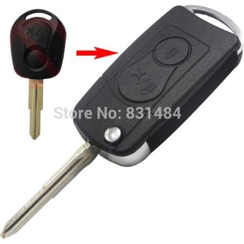 10pcs/lot 2 Buttons Flip Folding Car Remote Key Case Shell For Ssangyong Actyon SUV