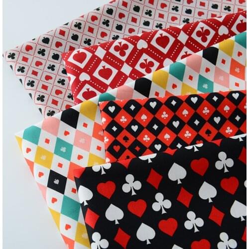 100%Cotton Poker Pattern Handmade Fabrics By Half Meter Sewing Clothes Tablecloth Crafts Home Decor Designer Cloth Patchwork DIY