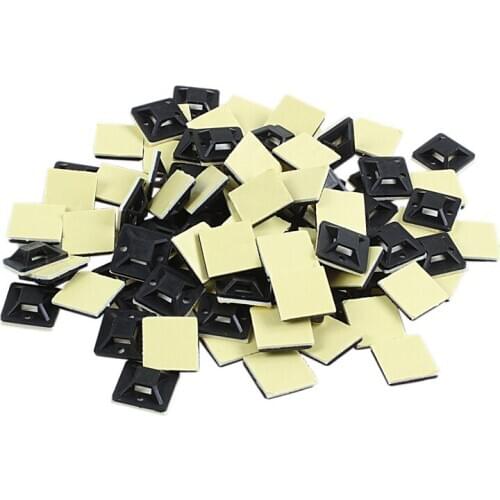 100 Pcs Self Adhesive Cable Tie Mount Base Holder 20 x 20 x 6mm