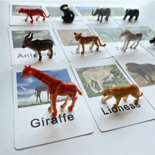 24pcs Mini Animals Figure Toys with Cards Set Kids Learning Farm Animal Toys Boys Girls Montessori Educational Sensory Toys