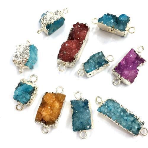 3PCS natural rectangle crystal agate connector fashion jewelry DIY bracelet necklace charm jewelry production 8x18-10x25mm