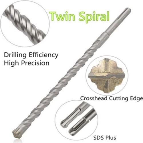 460mm 10mm SDS Plus Crosshead Twin Spiral Hammer Drill Bits Woodwork Twist Round Shank Twist Electric Hammer Drill Bit