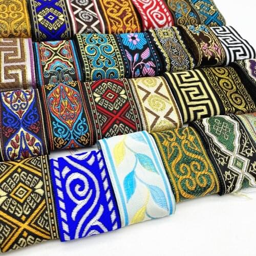 Random Mixing 5 pcs 33mm Vintage Ethnic Embroidery Lace Ribbon Boho Lace Trim DIY Clothes Bag Accessories Embroidered Fabric