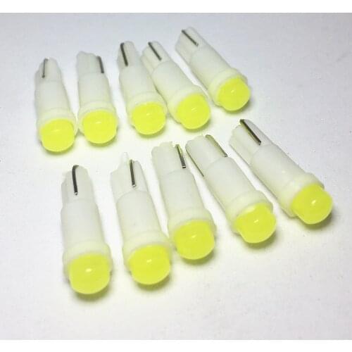 50pcs T5 Led Instrument Ceramic Bulb DC 12V Car Interior 1 SMD Light Ceramic Dashboard Gauge Lamp Car Auto Side Wedge Light