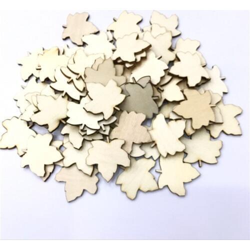500PCS Mixed Leaves Pattern Wooden Scrapbooking Art Collection Craft for Handmade Accessory Sewing Wood DIY Crafts 30MM 75MM
