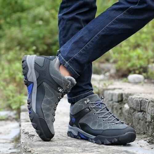 Winter casual shoes men boots 2021 round toe breathable ankle boots men shoes anti-slip lace-up trainers man snow boots botas