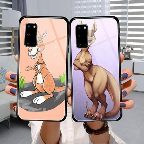 Cute kangaroo Phone Case Tempered Glass For Samsung S7 S8 S9 S10E S20 21 30 Plus ultra Note 8 9 10 Plus A7 2018