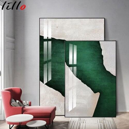 Retro art green decorative painting simple and light luxury abstract three-dimensional vertical paint fashionable personality