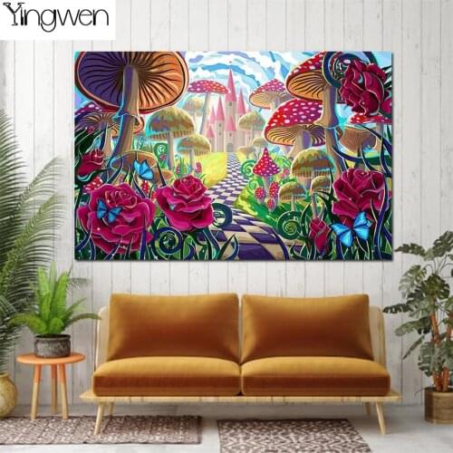 DIY 5D Diamond Painting For Kids Full Kits Cartoon Fairytale Castle Scenery Beads Embroidery Rhinestones Home Decor Art Sticker