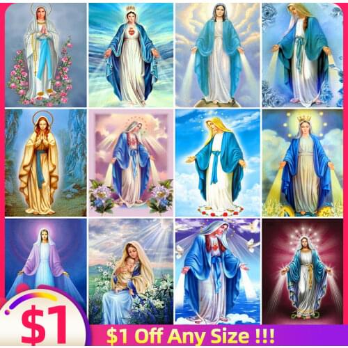 EverShine Diamond Painting Religion Hot Sale Full Square Diamond Embroidery Portrait Mosaic Art Kits Virgin Mary Handmade Hobby