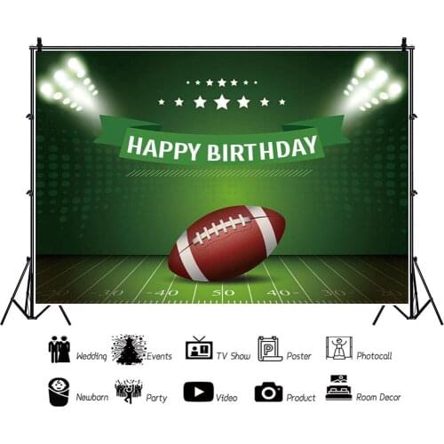 Football Court Play Green Children Cartoon Backdrops Photography Kids Birthday Party Photos Background for Shooting Decor