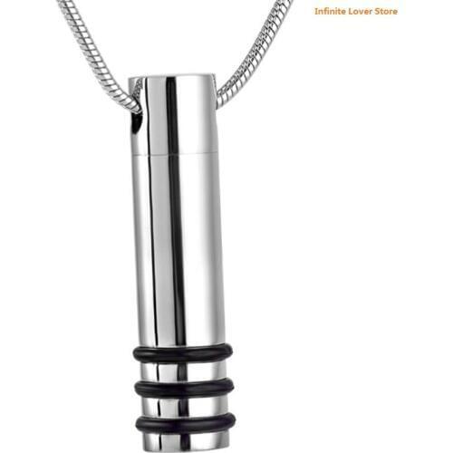 IJD8067 Cylinder Jewel Memorial Jewelry Urn Necklace Holds Way More Ashes,Unisex Design Can Also Be Worn as Fashion Necklace