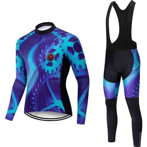 Mens Lycra Long Sleeve Road Bike Clothing BIB Kit 2021 Fall Cycling Jersey Set Male Dress Pro Suit MTB Bicycle Clothes Uniform
