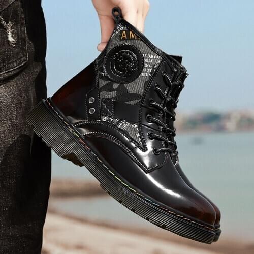 Mens Boots Patent Leather Smooth Casual Chelsea Boots For Men Quality Male Footwear Man Dress Shoes Mens Ankle Motorcycle Boots