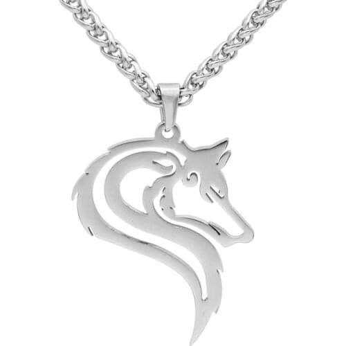 Men 316L stainless steel norse viking oidns wolf head celt amulet pendant necklace