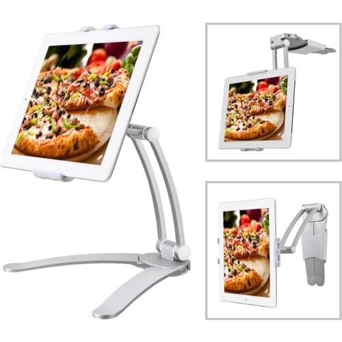 Wall Desk Tablet Stands Kitchen Tablet Mount Stand Phone Holder Fit For 5-10.5 inch Width Tablet Metal Bracket Notebook Holders
