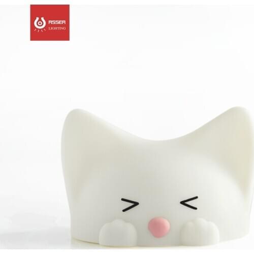 Meow Colorful Small PaiPai Cat Night Lights Changeable Warm Color Soft Silicone Cartoon Style Colorful Face